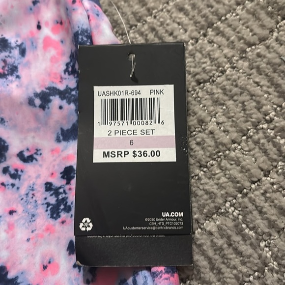 Under Armor Girls 2pc Burst Tie Dye Swim Set - Size 6 - Picture 3 of 3